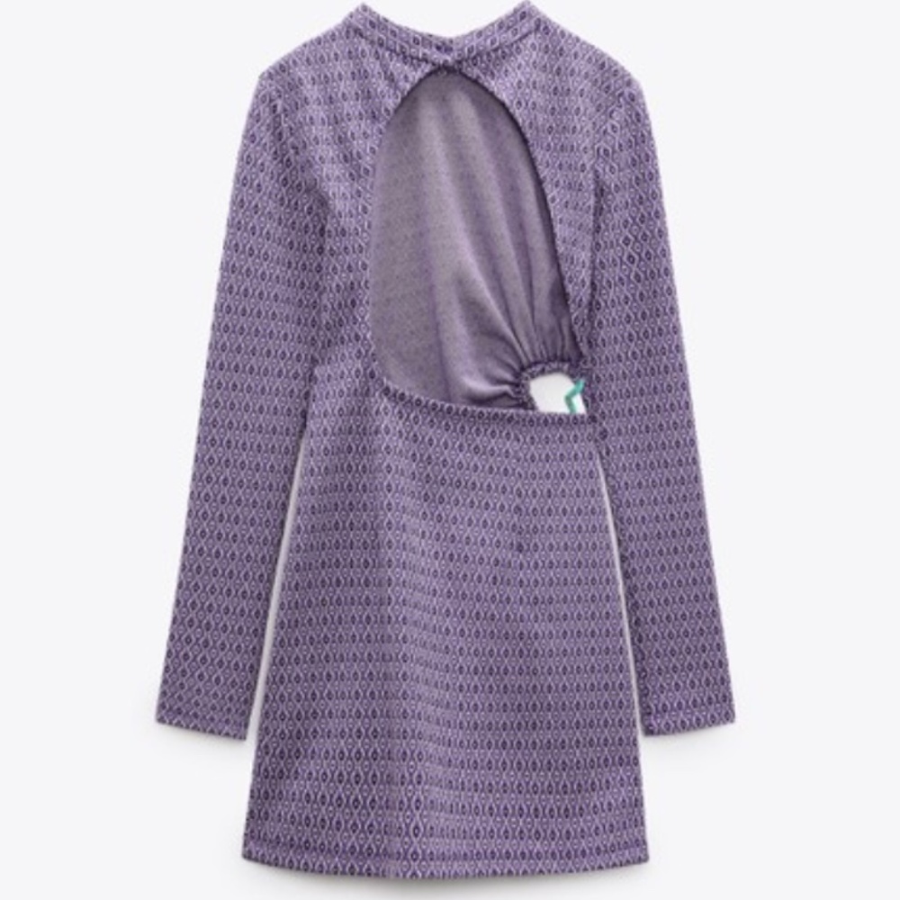 Purple Size S Lilac Jacquard 8822/327 Night Out Dress - Picture 4 of 4